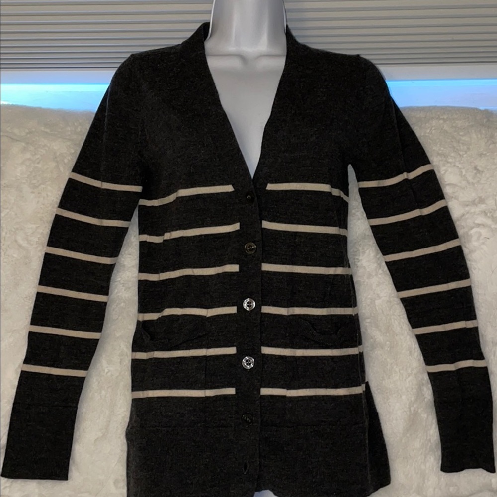 Patagonia Gray Striped Cardigan with Pockets